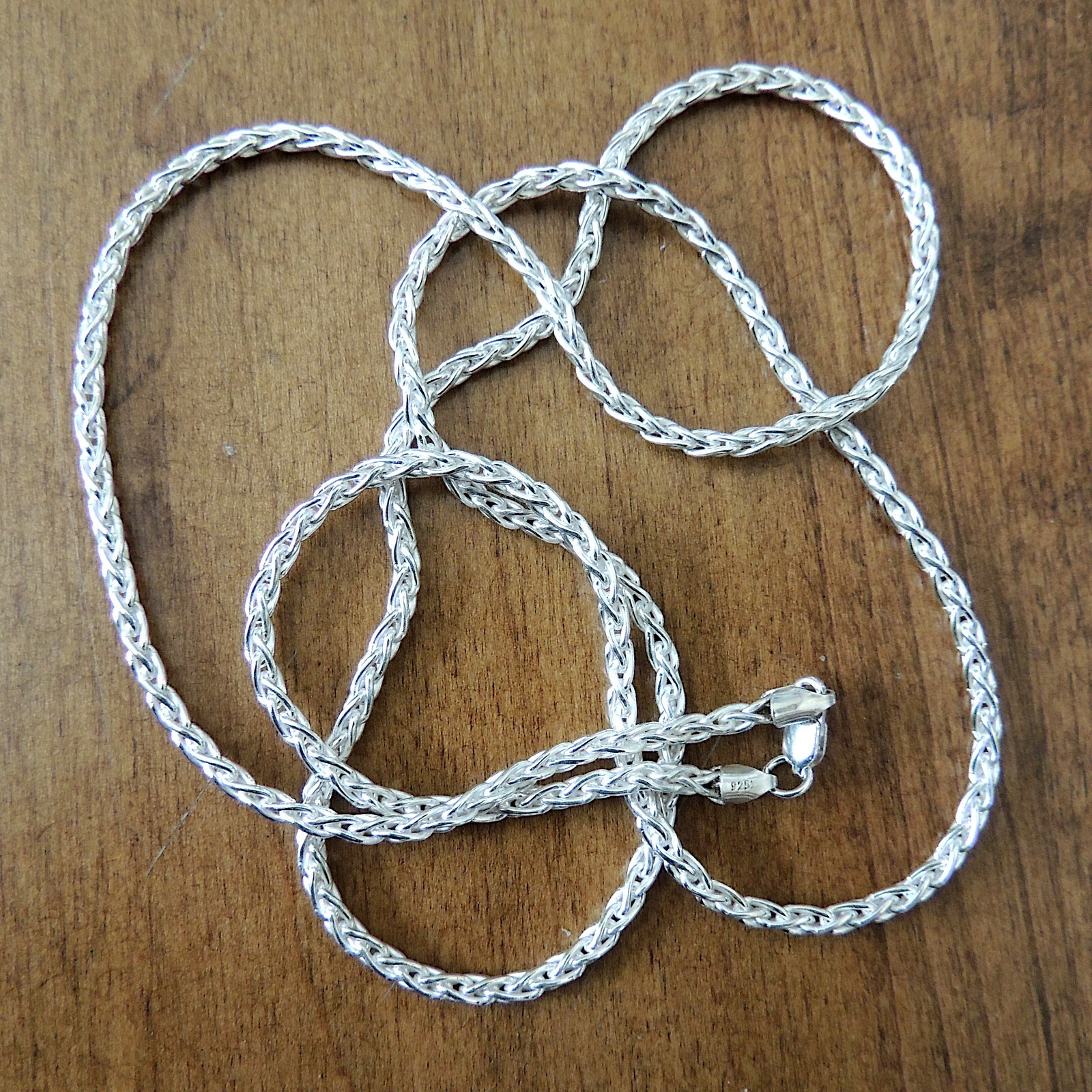 3.0mm Sterling Silver Wheat Spiga Necklace Chain for Pendants (.925)