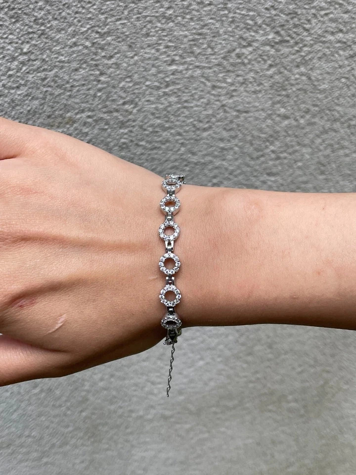 5ct Round Simulated Diamond Stunning Tennis Unisex Bracelet 14kWhite Gold Plated