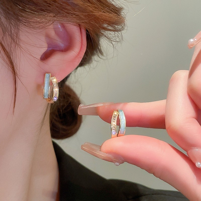 Women’s Fashion C-shaped Earrings with Alloy Double-layer Earrings Jewelry Gift