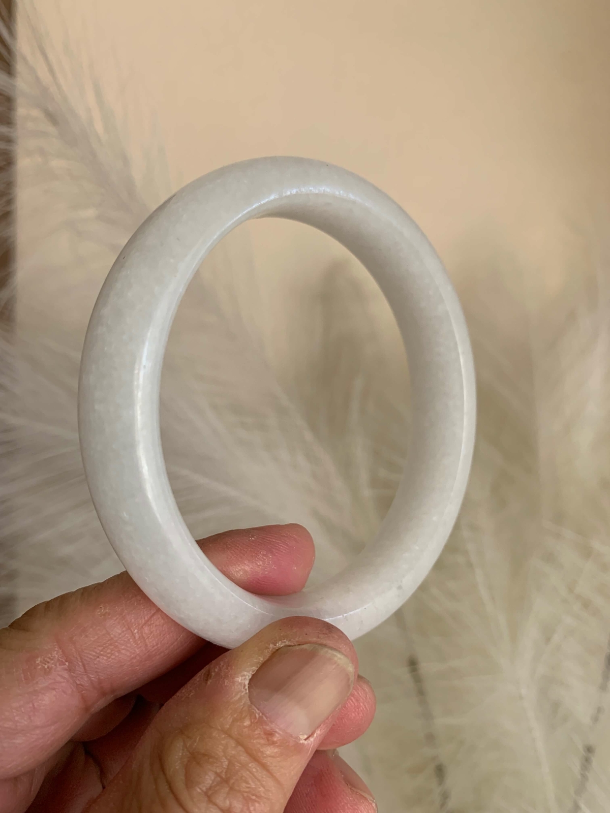 Beautiful White Real Chinese Jade Bangle Bracelet Wealth Good Luck Money Peace
