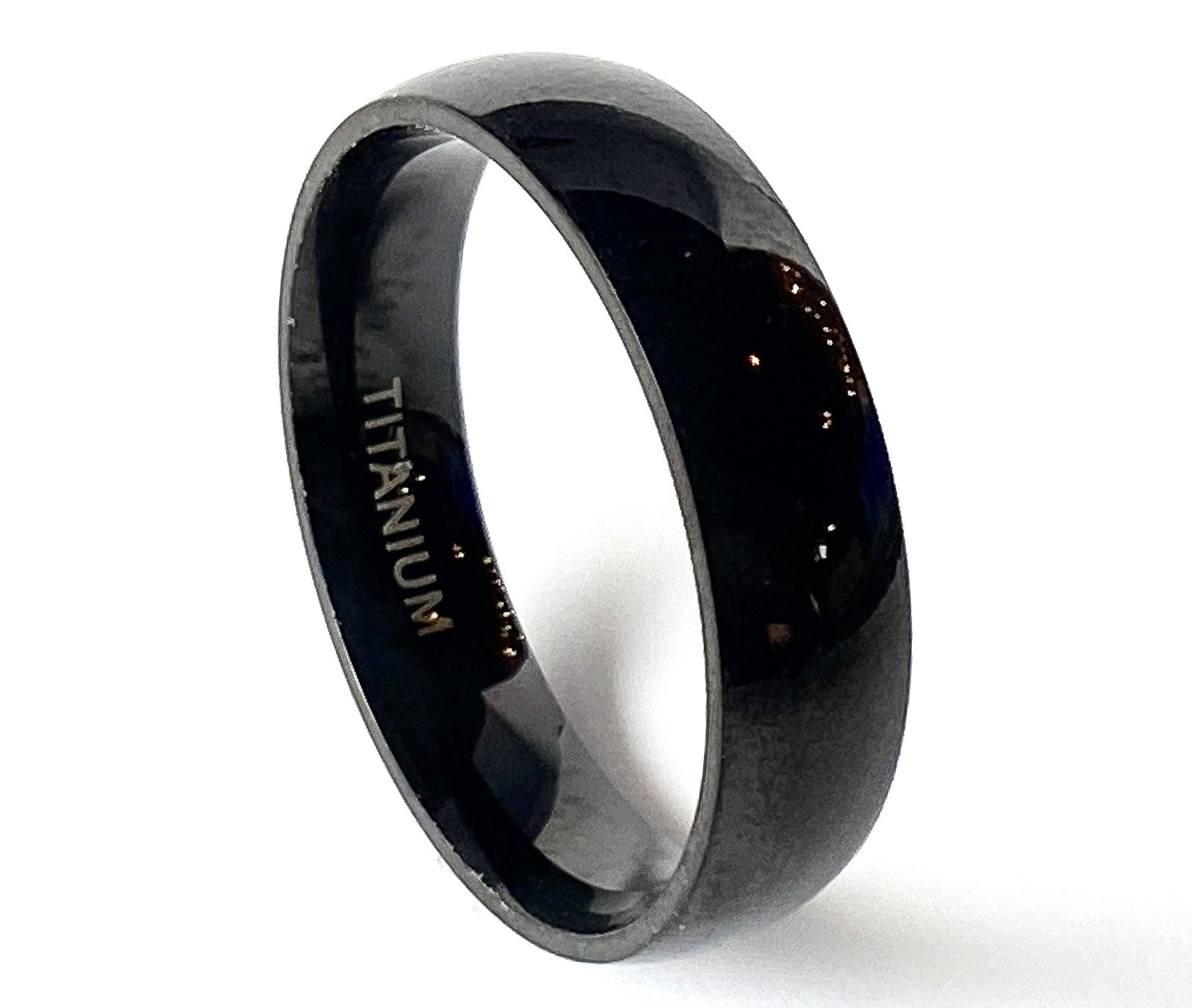 Polished Black Solid Titanium Ring Band Size 5,6,7,8,9,10,11,12,13 (FL180)