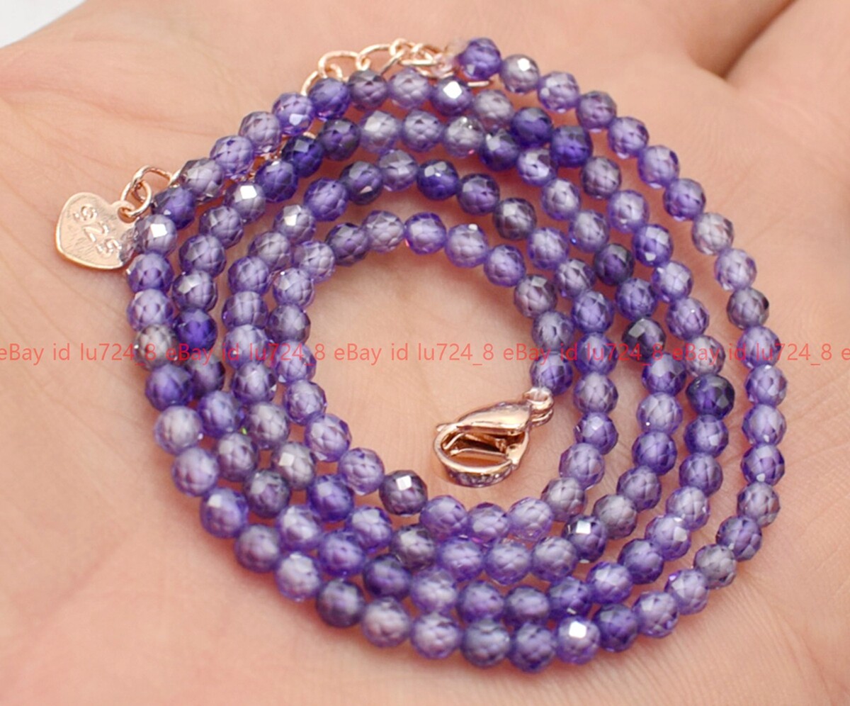 Fashion 3mm Natural Multicolor Zircon Round Faceted Gems Beads Necklace 14-36″