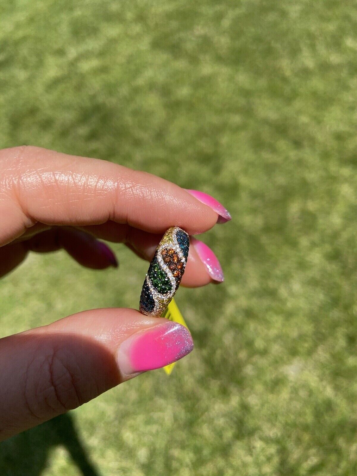 2Ct Round Cut Simulated Multi Colours Cocktail Ring 14k White Gold Plated Silver