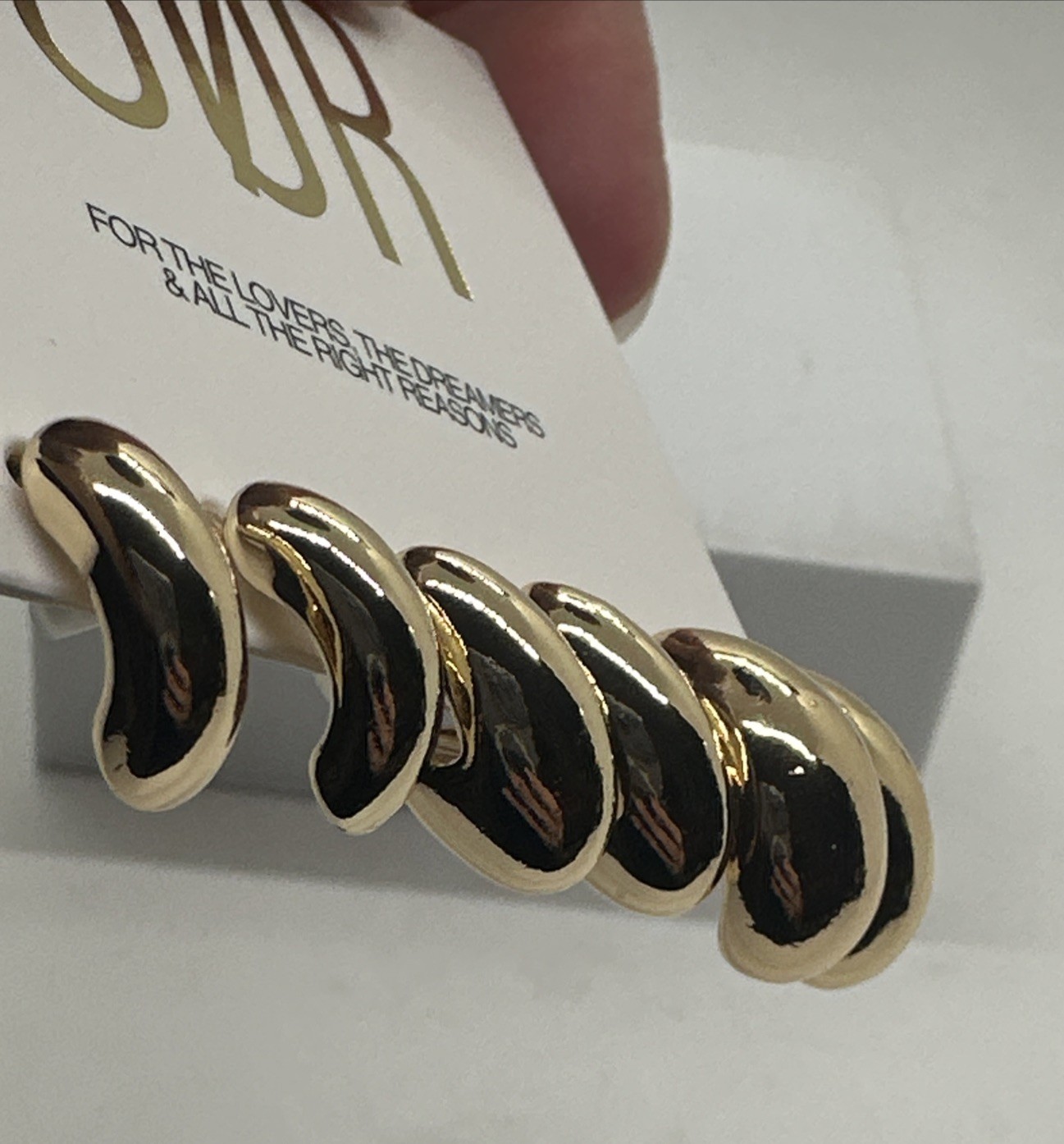 8 Other Reasons Gold Plated Post Back Half Moon 3 Pair Earrings Set NEW