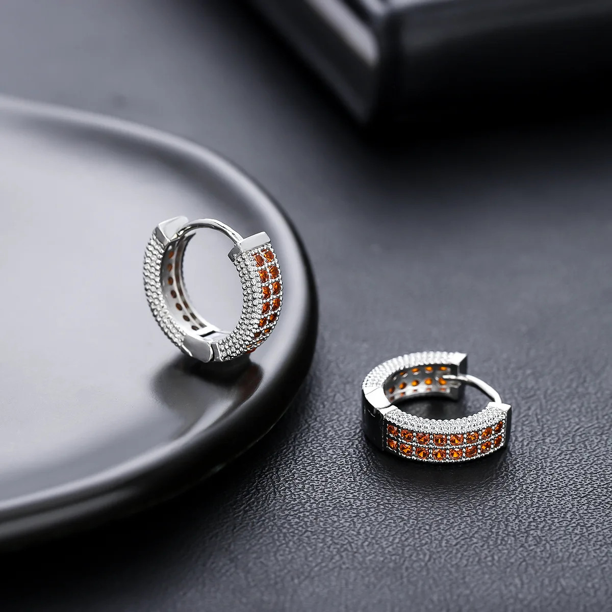 Female Male Multicolor Zircon Small Round Hoop Earrings For Men Women Minimalist