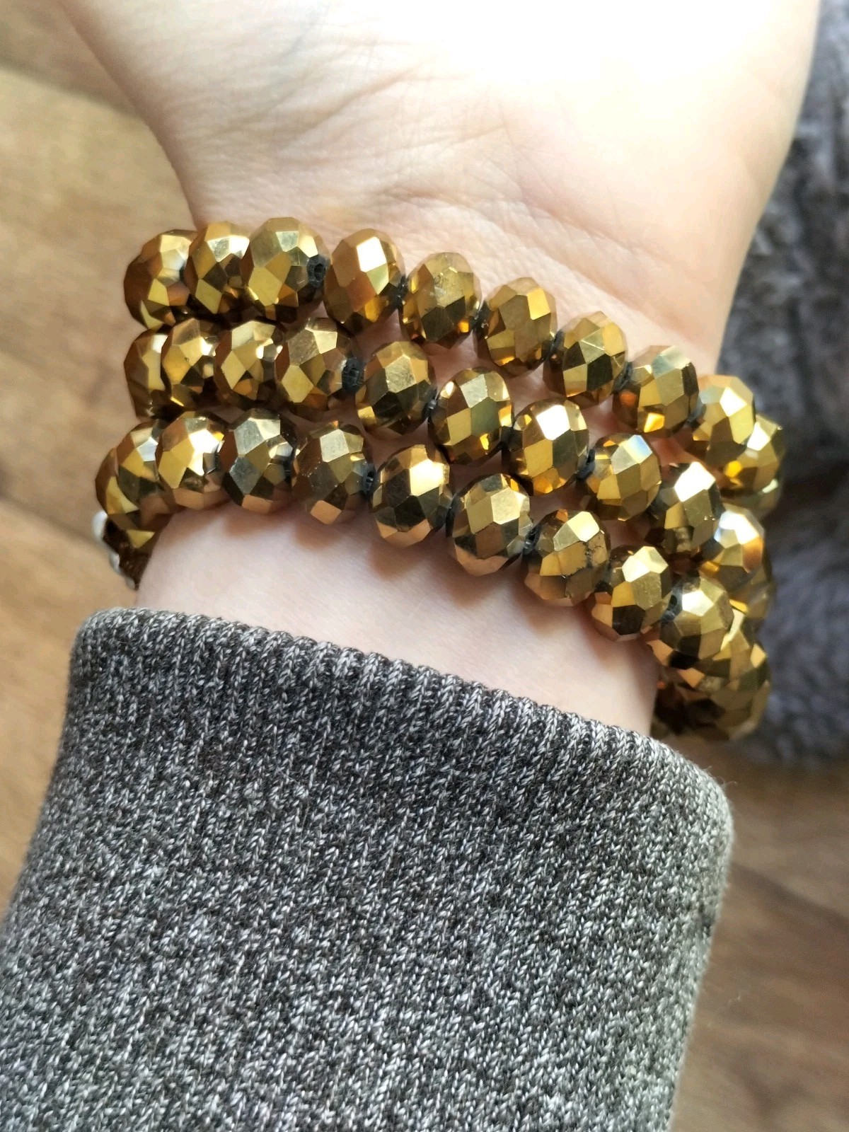 Kirks Folly Bracelet, Dragon & Castle Gold Stretchy Bead Bracelet Fairytale