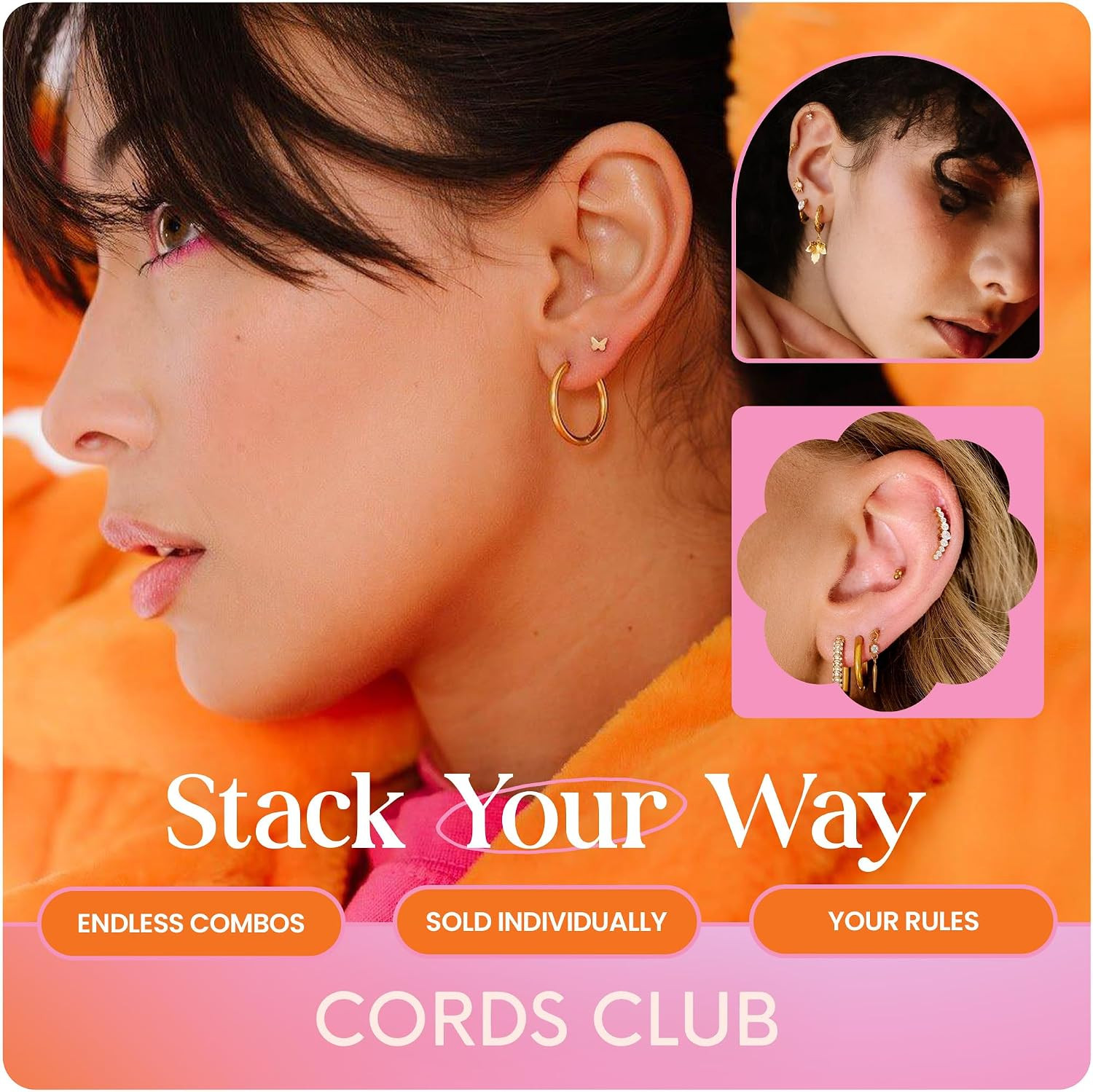 Crystal Ear Climber Flat Back Stud – ASTM-F136 Implant Grade Titanium – Push Pin