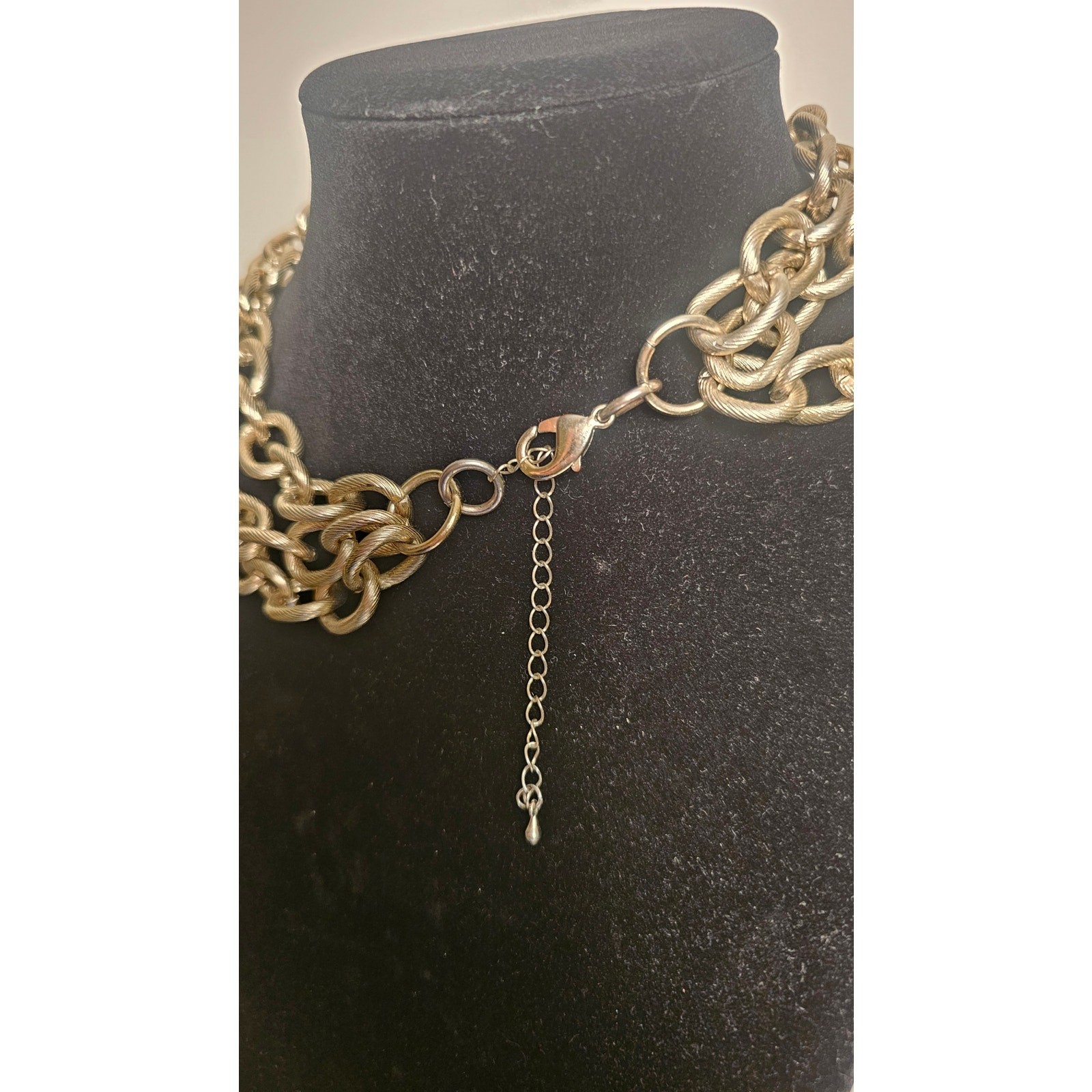 Heavy Three Chain Necklace in Light Gold Tone With NO PLASTIC