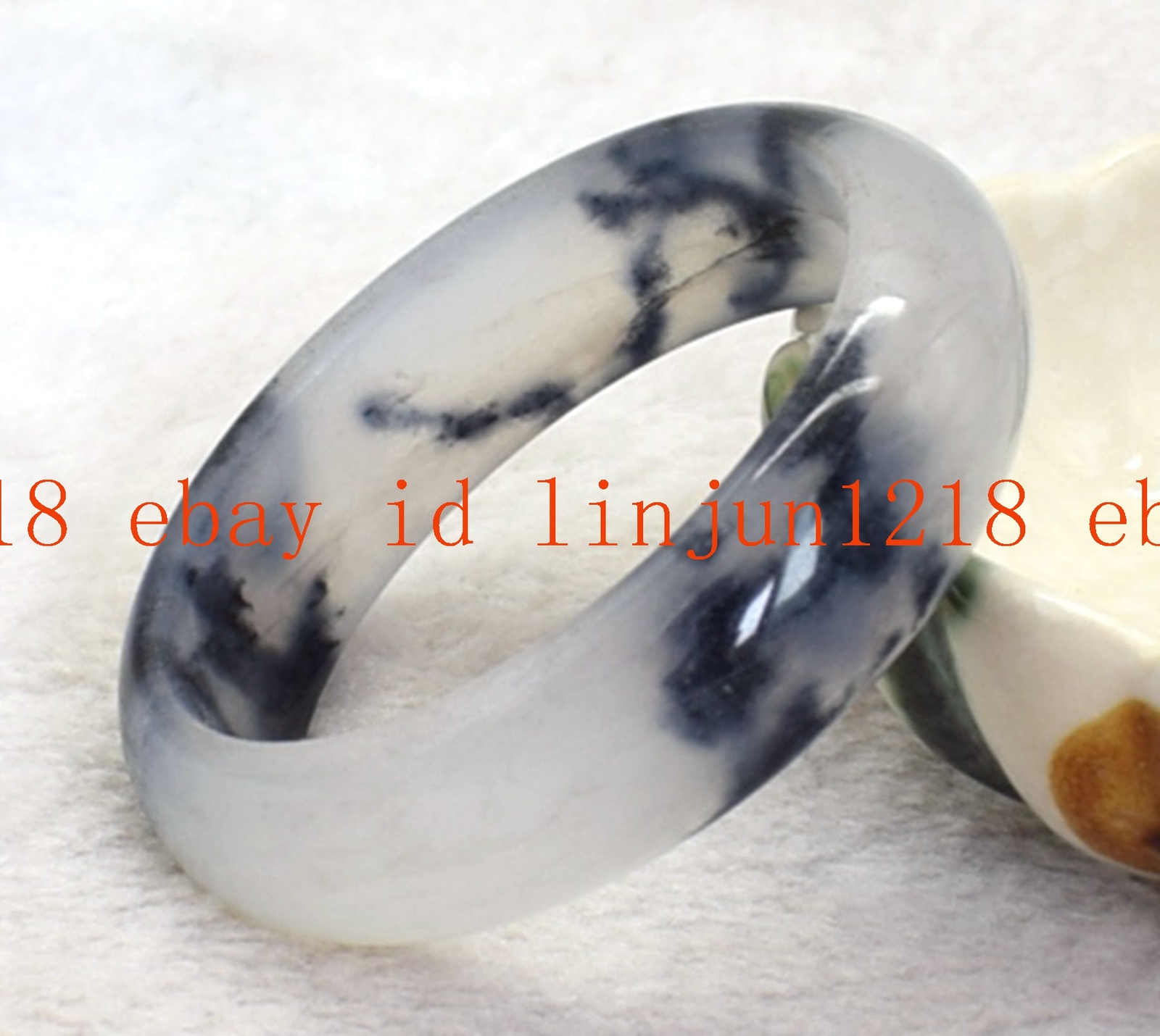 Natural White Black Jade Gemstone Bangle Bracelet 56-62mm Jewelry