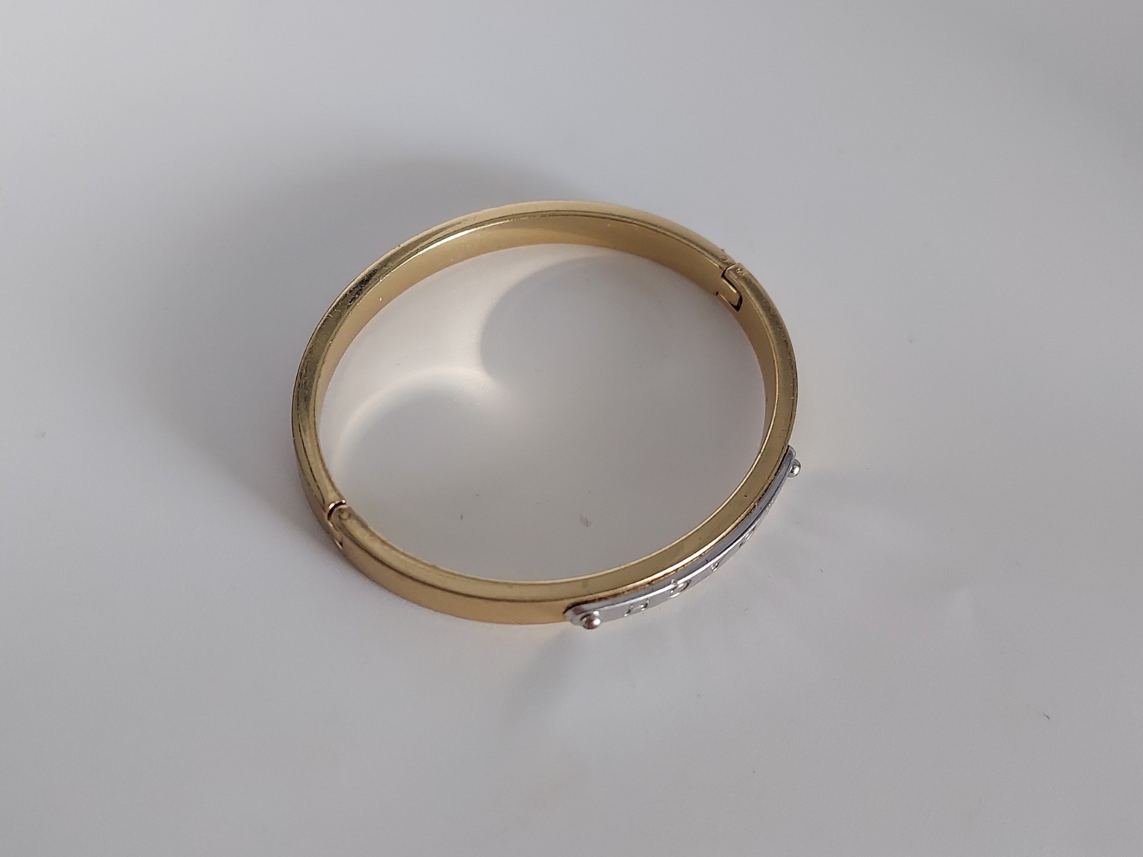 Authentic Coach Gold & Silver Branded Hinged Bangle Bracelet Size 6.75