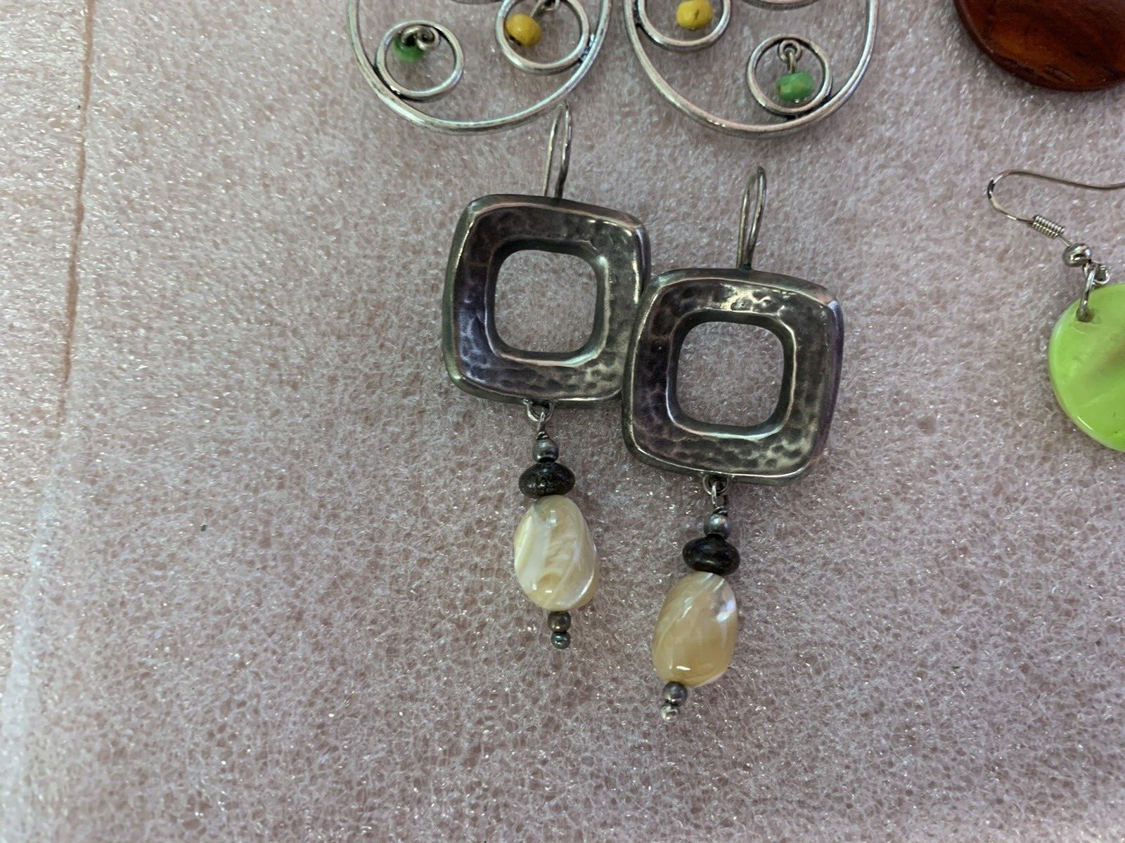 8 Pair Earrings Great Assortment Beads Dangles Dressy Casual