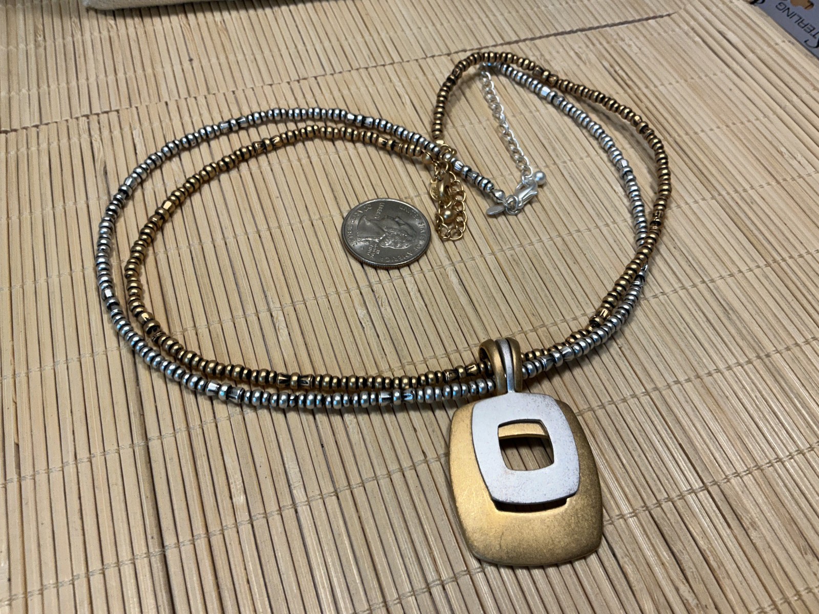 Premier Designs Necklace Matte Gold Silver Tone Geometric Pendant Lot 103C