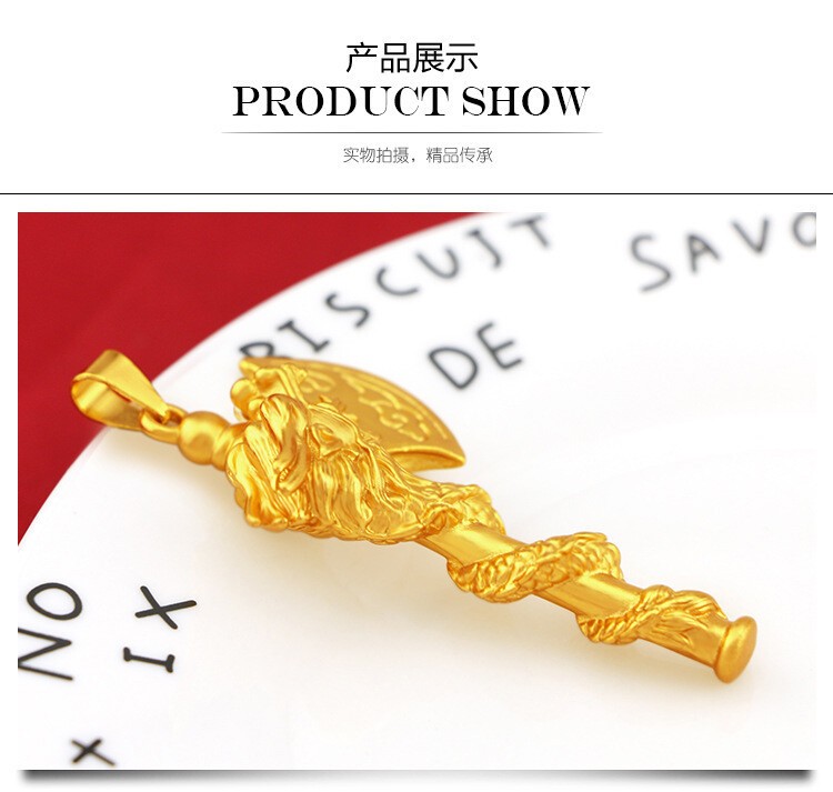 Axe Dragon 22K 24K Thai Baht Yellow Gold GP Filled Necklace 30g