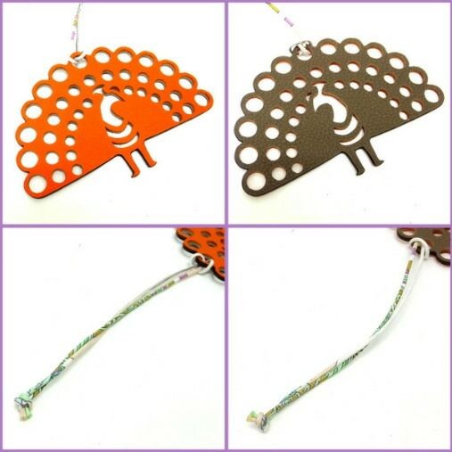 HERMES Petit H Bag Charm Togo x Epson Orange x Gray