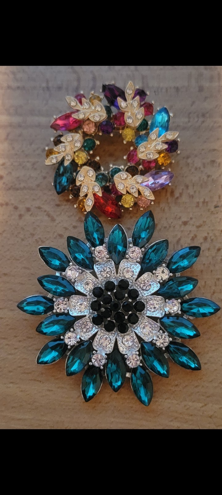 Big Beautiful Green Multicolor Flower Floral Brooch Pin Jewelry Lot CA USA P137