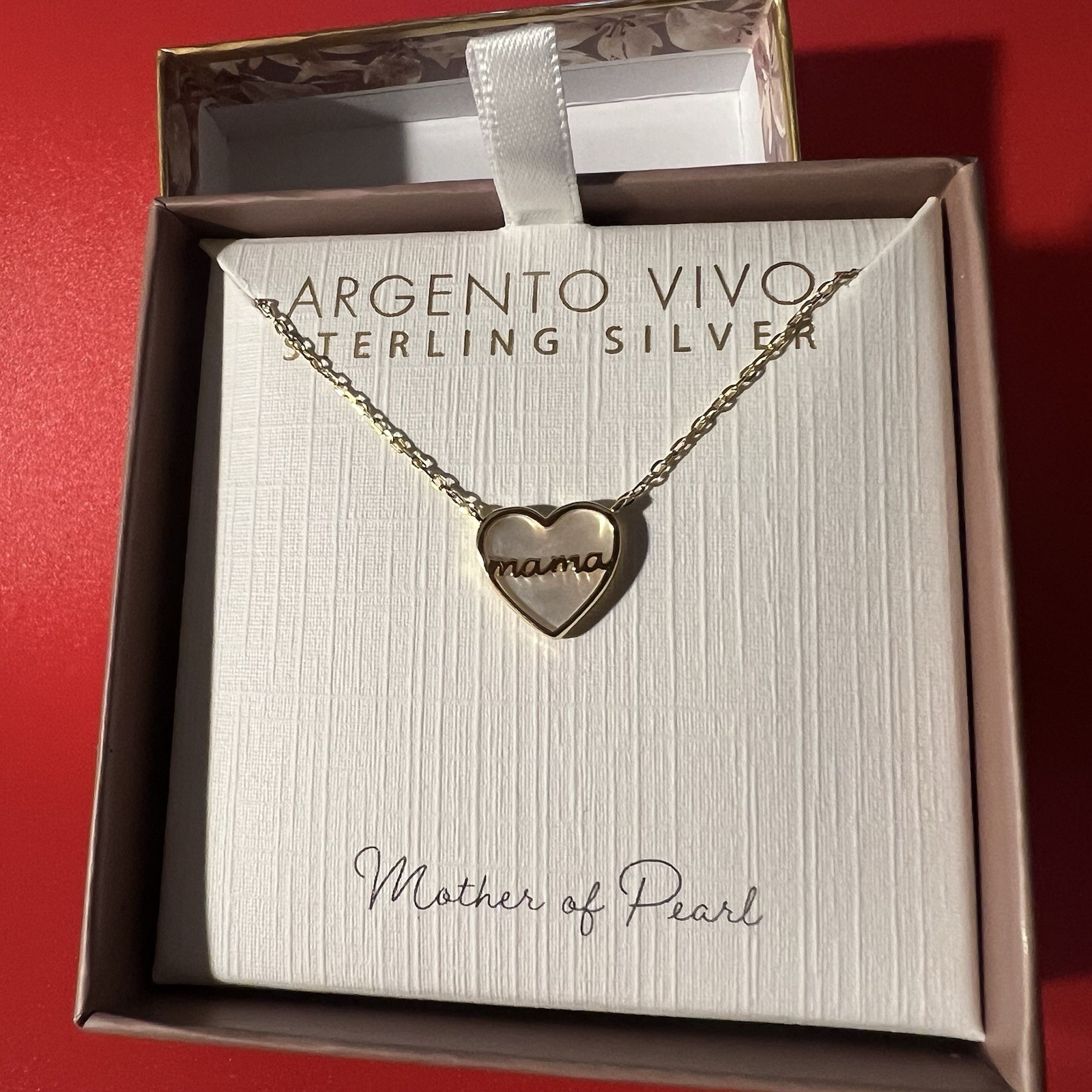 Argento Vivo Necklace Sterling Silver Pendant Mama New Color Gold
