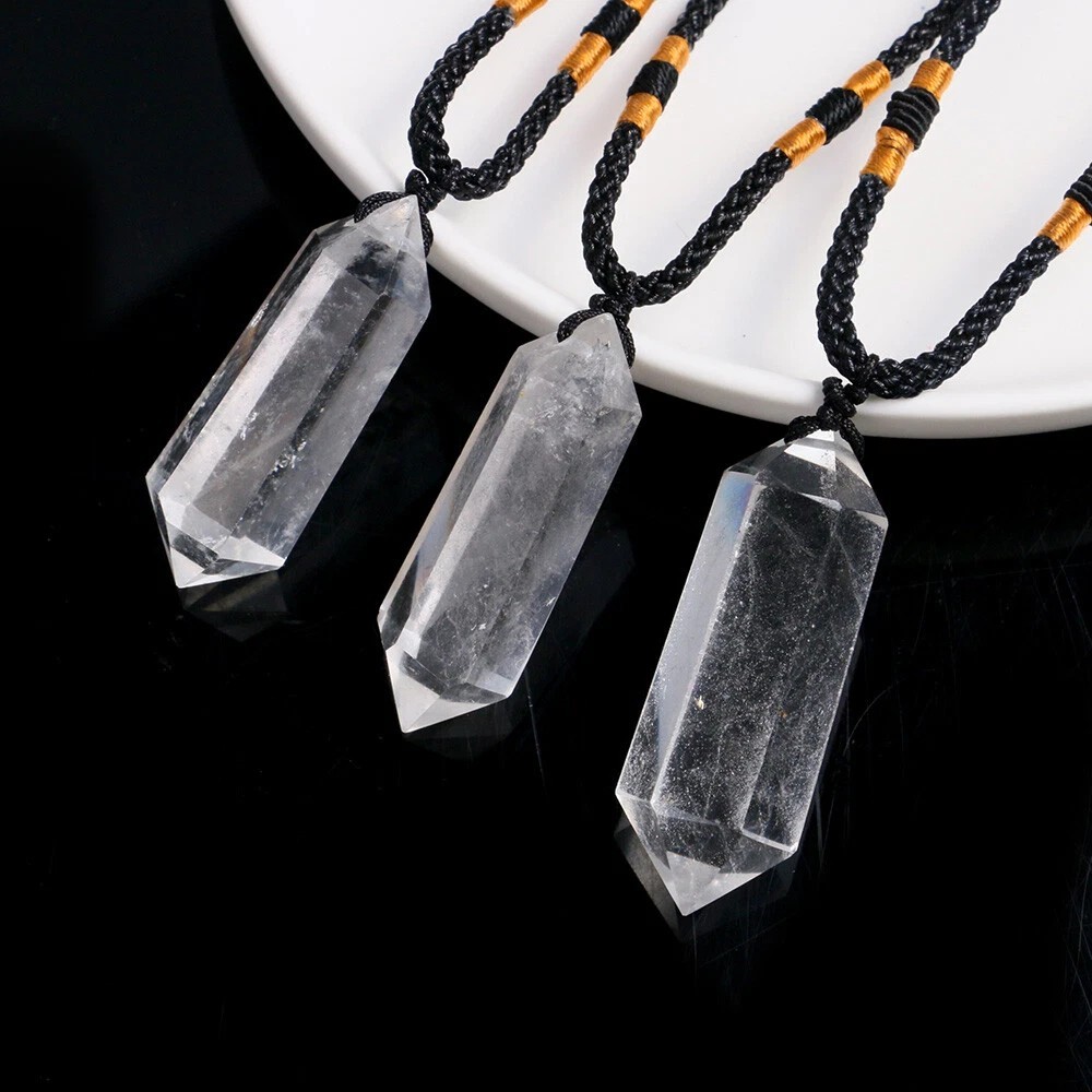Natural Clear Quartz Crystal Pendulum Pendant Necklace Chakra Gemstone Healing