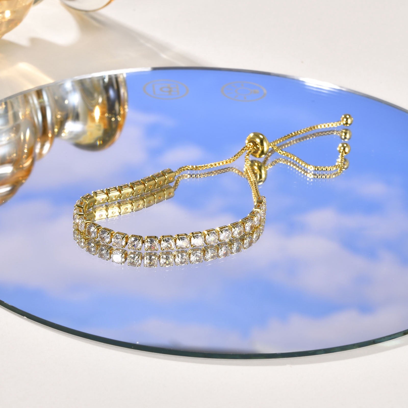 Copper Base with Plated Finish Synthetic Cubic Zirconia Inlay Adjustable Tennis