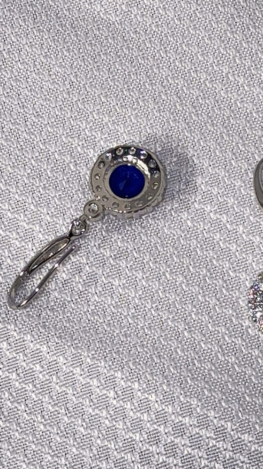 925 Sterling Silver Blue Round Cubic Zirconia Halo Leverback Dangle Earrings
