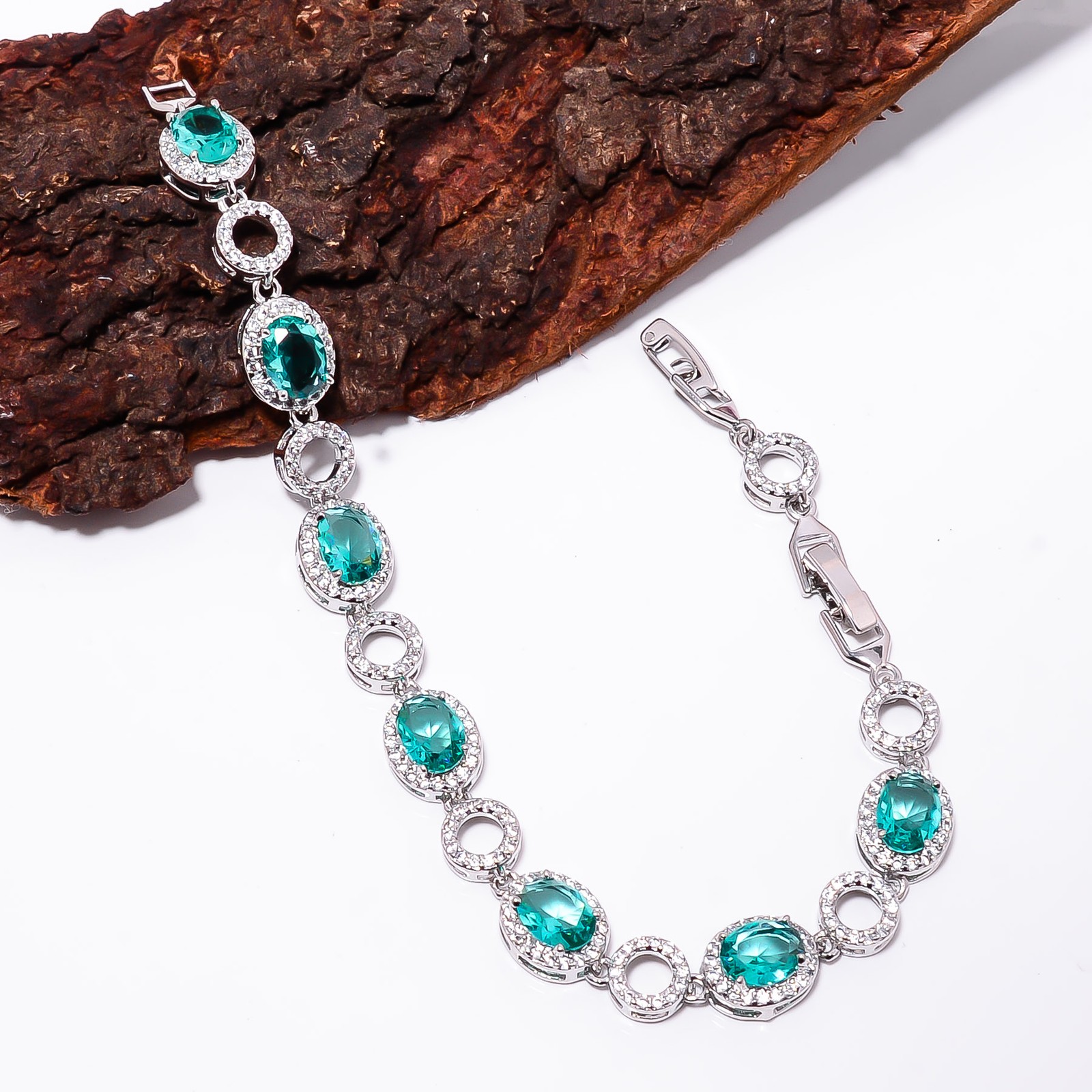 Paraiba Tourmaline, CZ 925 Sterling Silver Adjustable Bracelet 7-8″ B13224