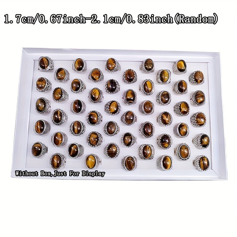 Tiger Eye Gemstone 20pcs Wholesale Lot Mixed Rings Jewelry Natural Stone US 7-11