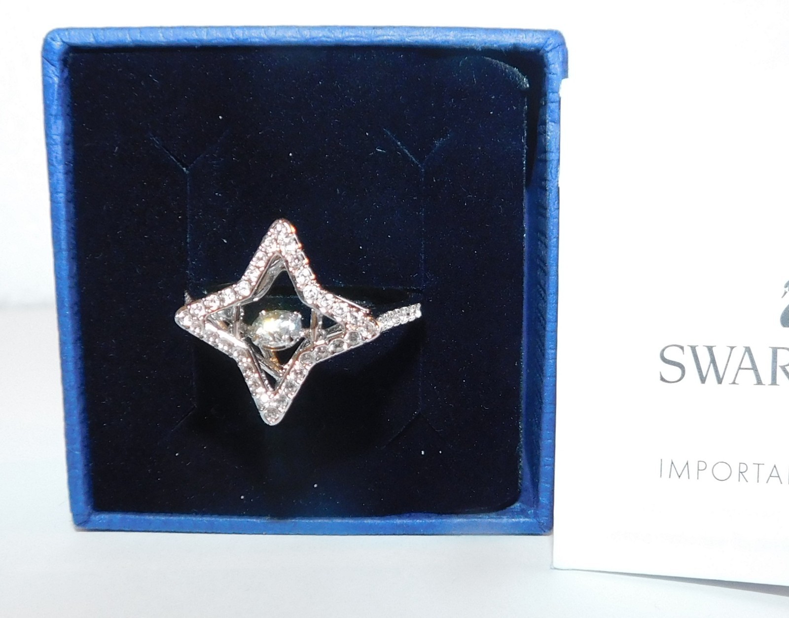 Swarovski Rhodium Plated Sparkling Dance Star Ring Size 58.5 (US 8.5) in Box