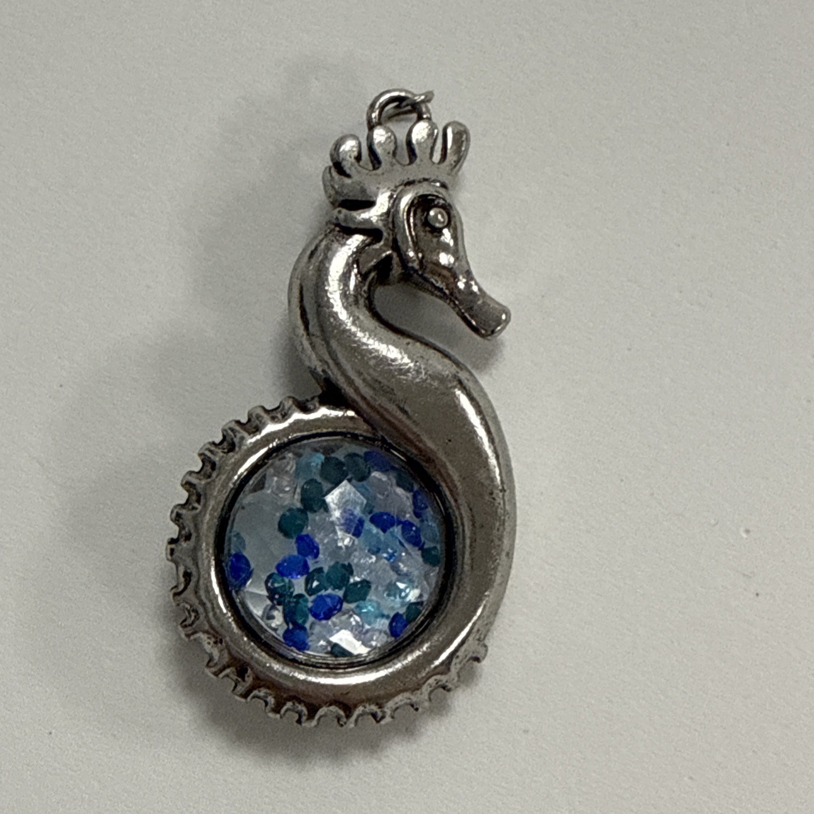 Seahorse With Crystals Pendant Blue Green Multicolor Ocean Beach Theme