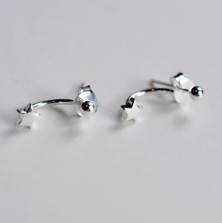 Fashion 925 Sterling Silver Star Ball 3/5mm Stud Earrings Gift K84