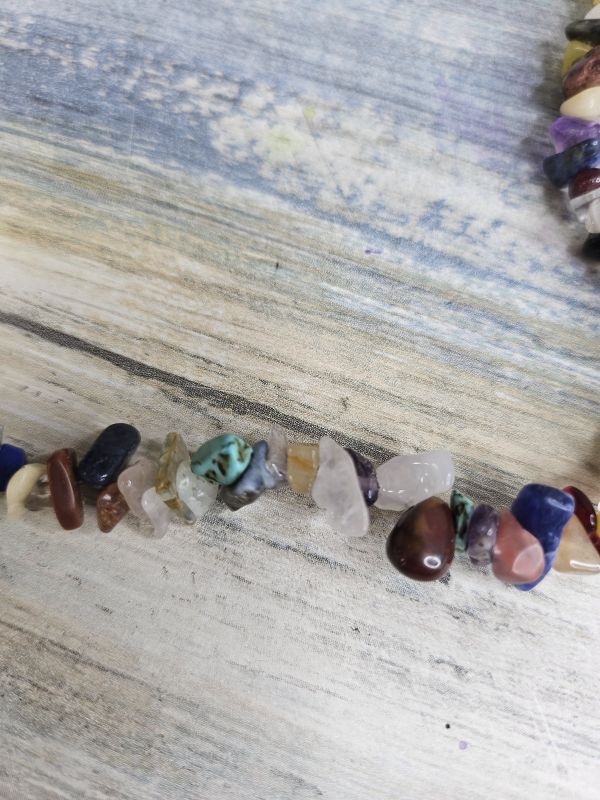 Semi-precious Stone Chips Necklace 16″ Colorful Natural