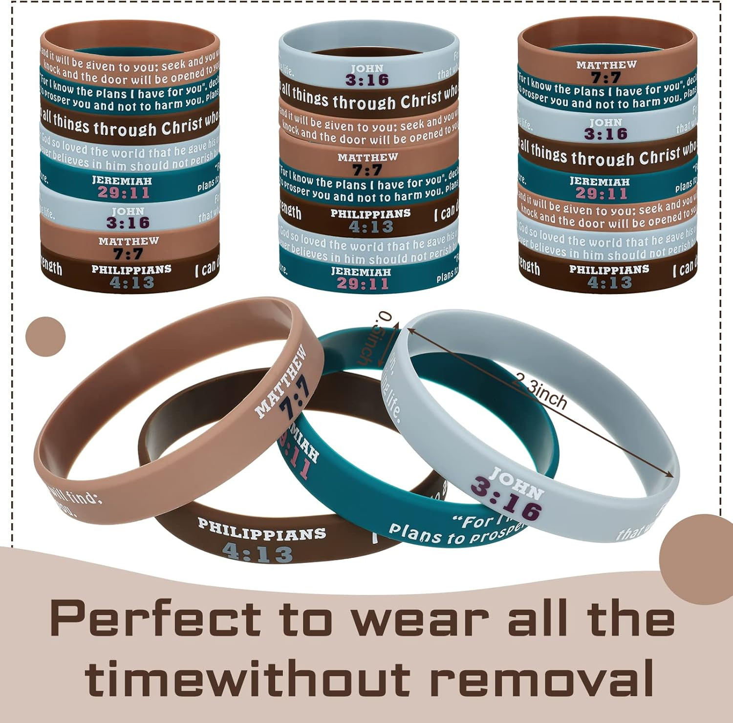 32 Pcs Bible Verse Bracelets Christian Scripture Silicone Wristbands Religious J