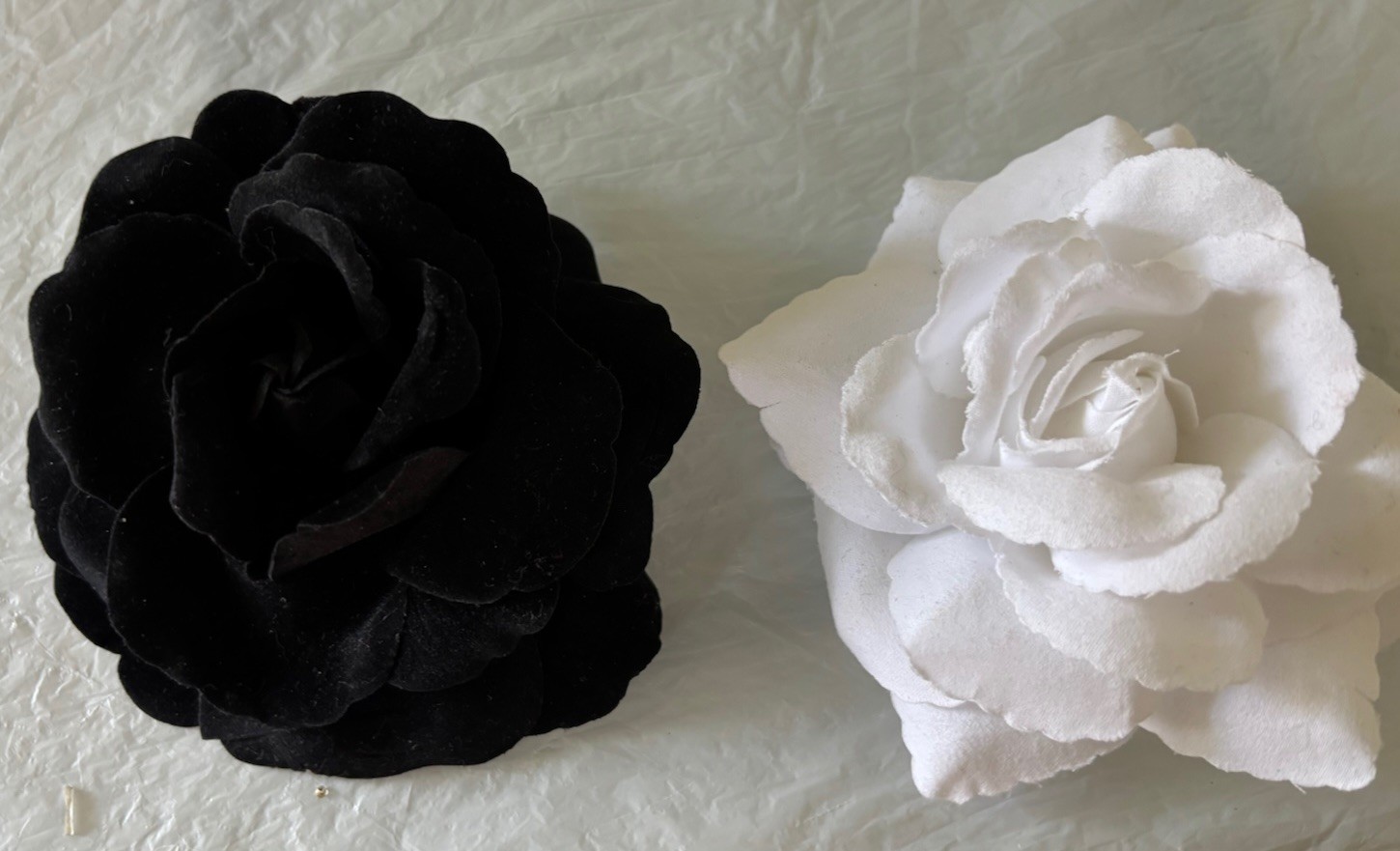 Black & White Camellia Floral Fabric Pins