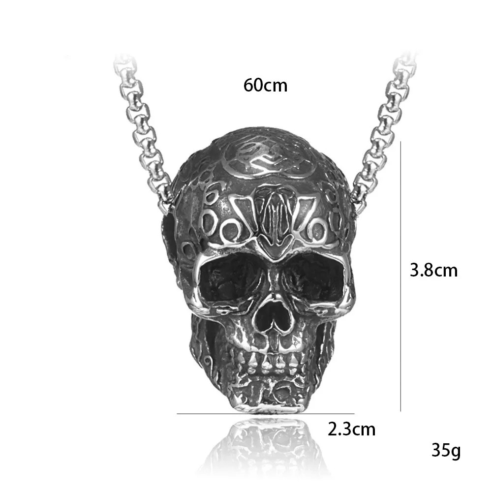 Men’s Retro Alloy Steel Skull Pendant Necklace Vintage Gothic Punk Jewelry Gift