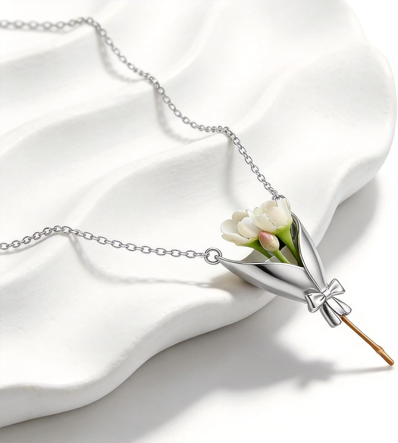 Flower Holder Necklace DTY Flower Vase Pendant Floral Bouquet Accessores for Wom