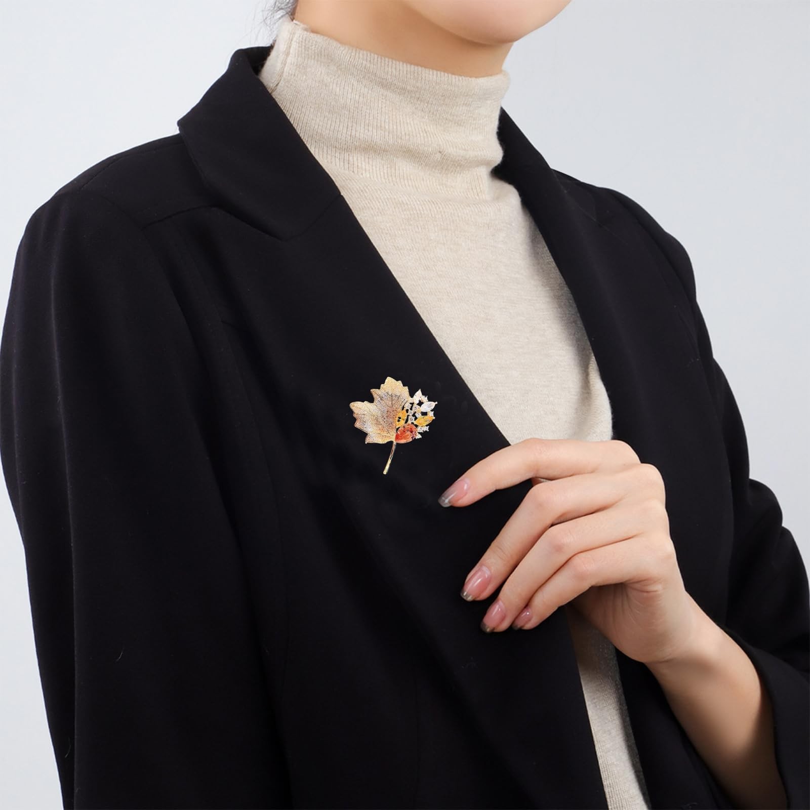 Maple Leaf Brooch Pin for Women Dainty Shining Crystal Autumn Fall Leaves Bro…
