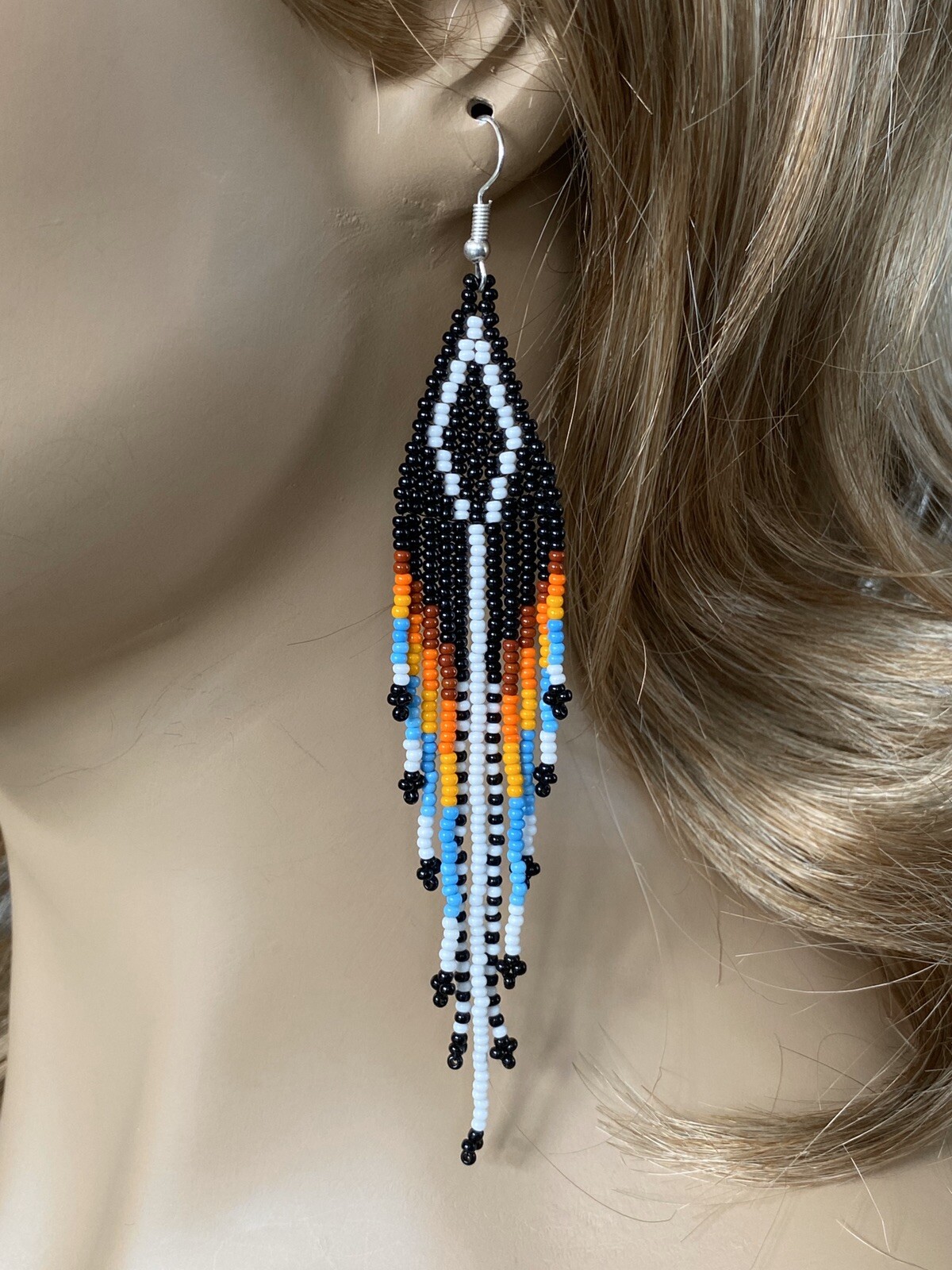NATIVE STYLE ETHNIC BEADED HANDMADE FASHION HOOK EARRINGS E61/1