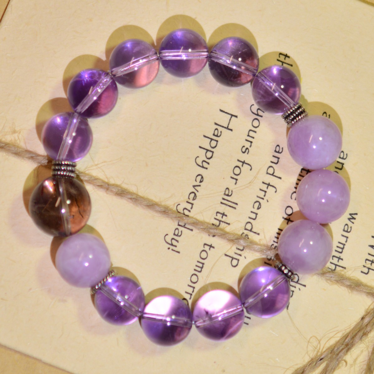Women S925 Silver Natural Crystal Beaded Bracelet Amethyst Kunzite Super Seven