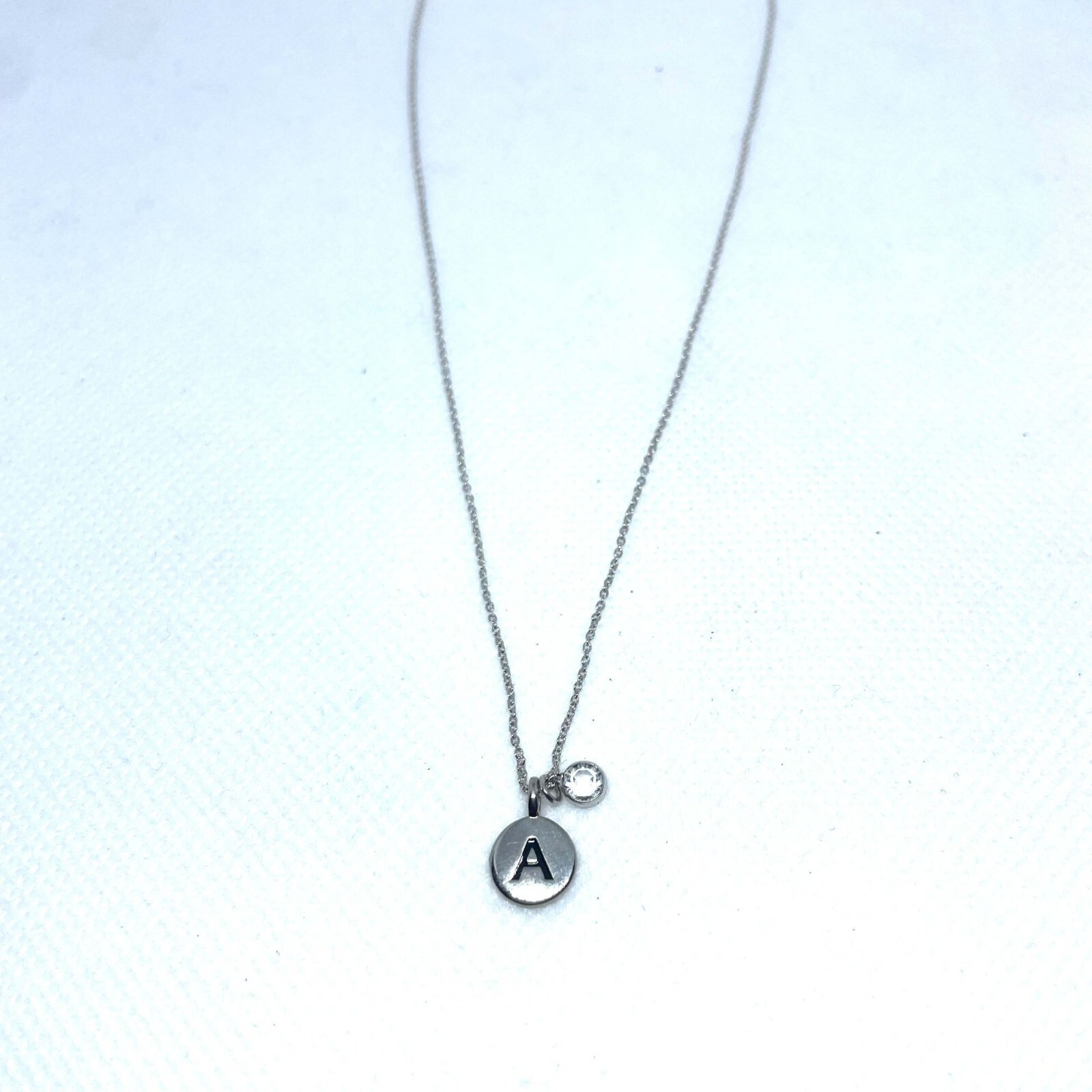 TCS Initial A Pendant Chain Necklace Silver Tone College Casual Everyday Gift