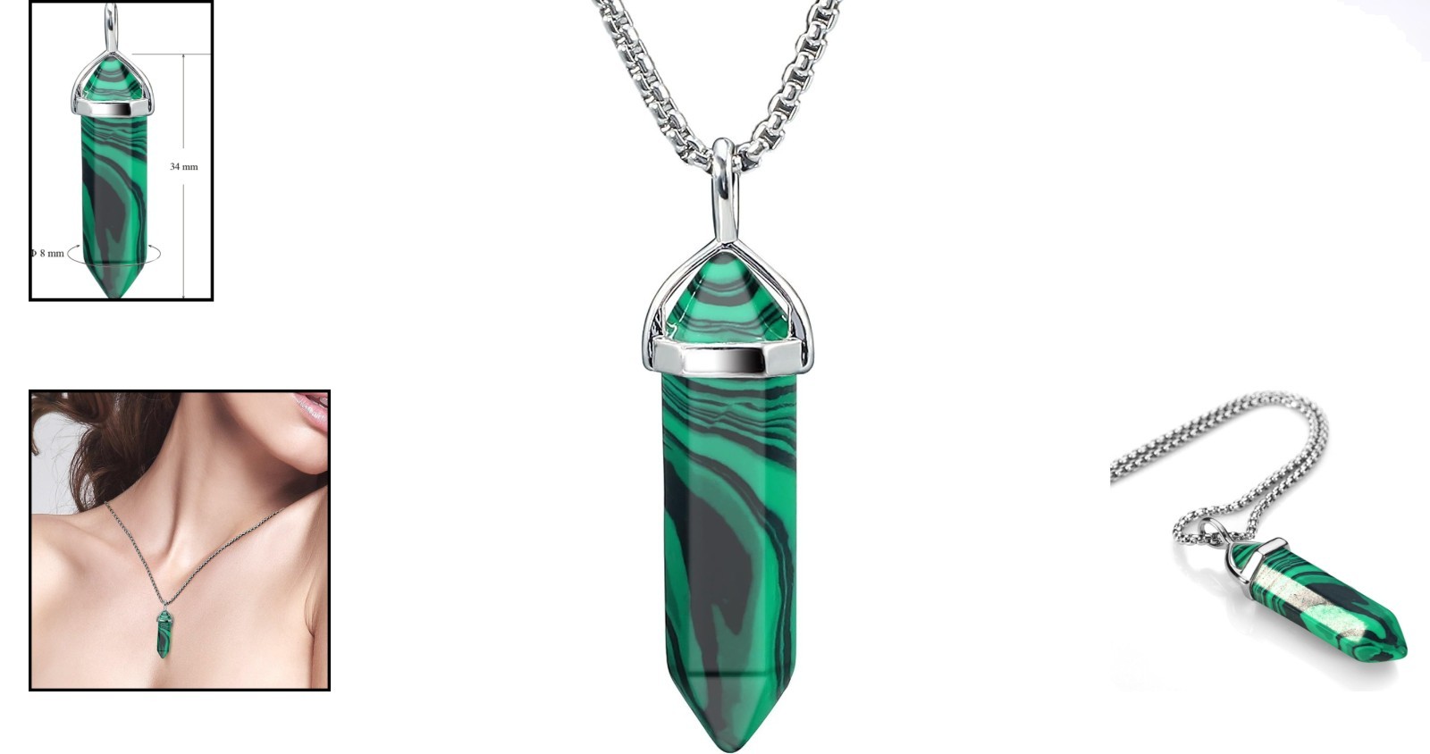 Spiritual 18-Inch Malachite Crystal Necklace – Perfect Gift for All Occasions