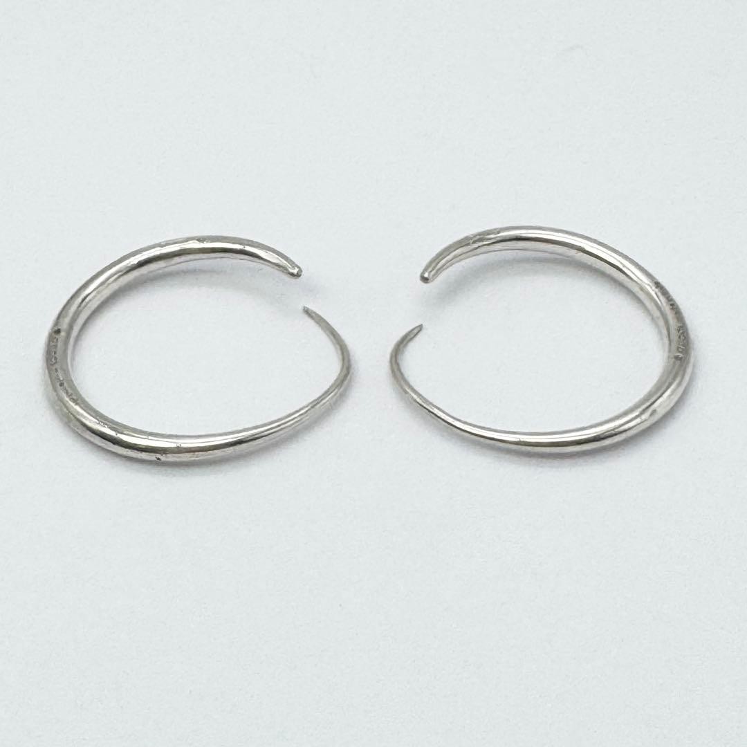 GUCCI Hoop Type Earrings SV 925 Silver Logo Engraved Circle Women 3.1cm x 3cm