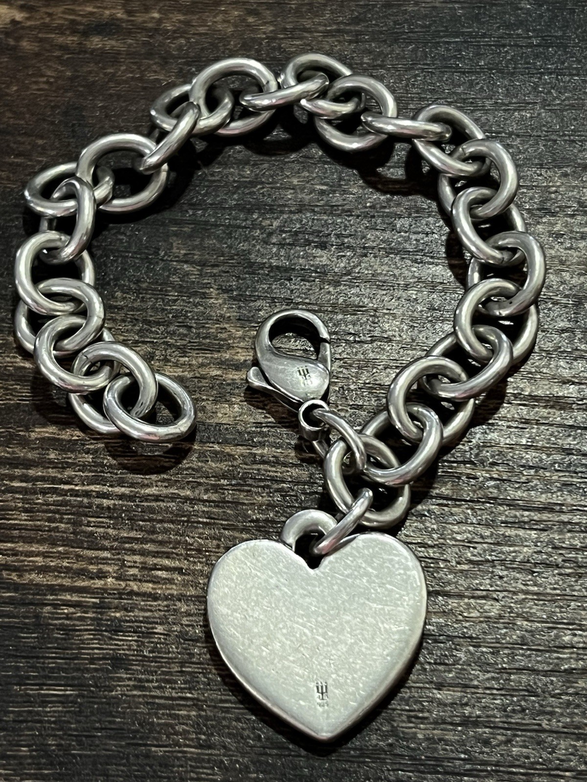 James Avery Retired Sterling Silver Cable Chain Bracelet with Large Heart Charm