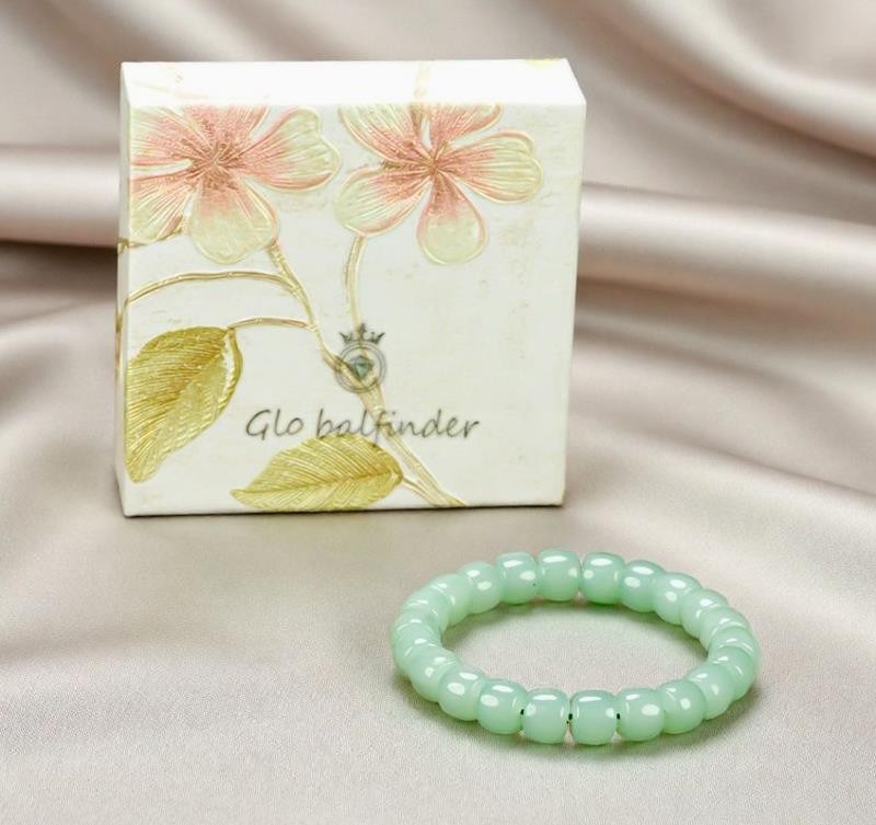 Girl Grandma Mothers Lady Women Green Jade Beads Bracelet Jewelry Gift Box DD156