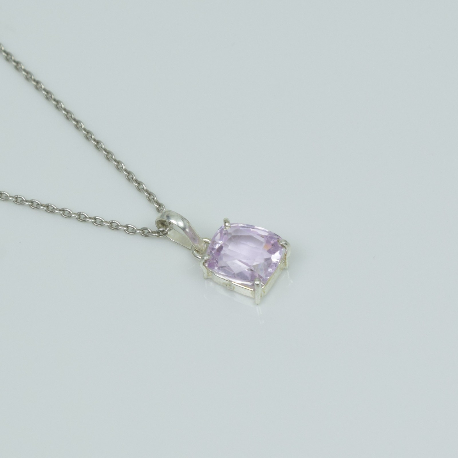 Beauty Pink Kunzite Pendant, 18Ct Vintage Jewelry, 925 Sterling Silver Necklace,