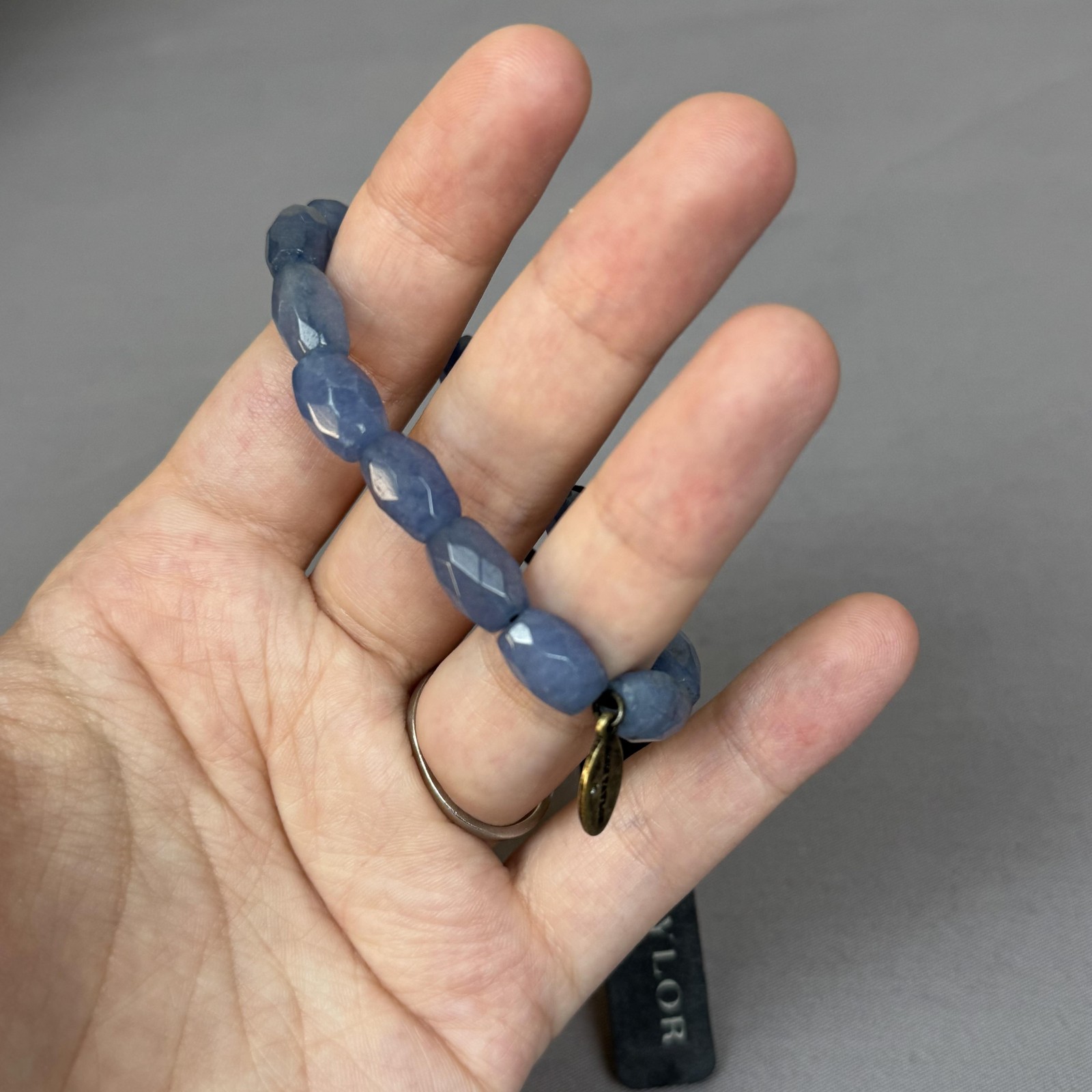 Ann Taylor Bracelet Blue Faceted Beaded Charm Stretch Womens 8 In Jewelry