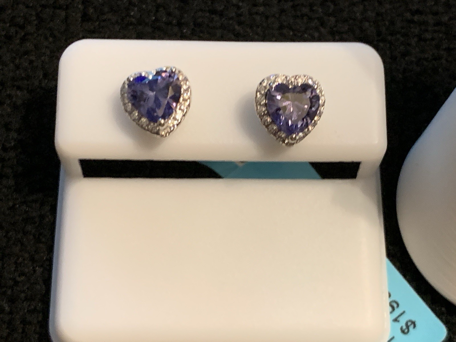 925 Sterling Silver Tanzanite And CZ Ring And Earrings Set Size 5