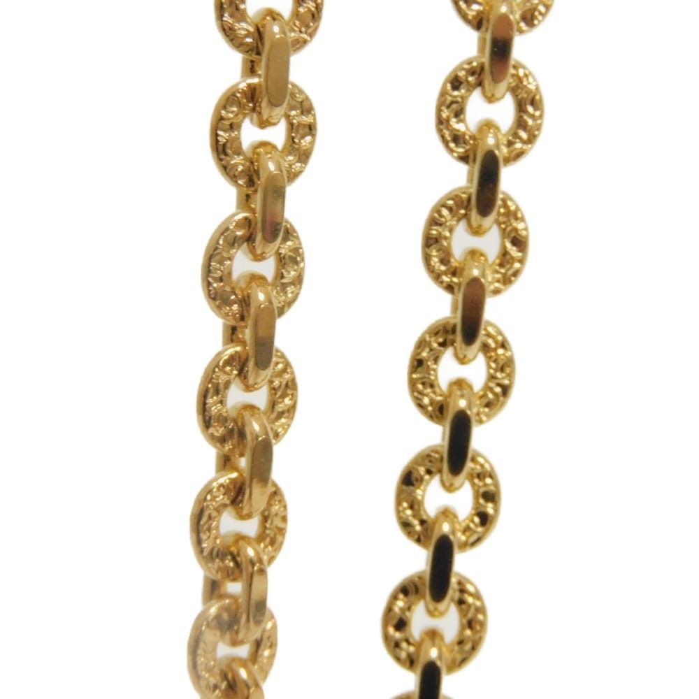 SAINT LAURENT PARIS Round Twist Circle Pendant Necklace Gold Plated Pipe R…