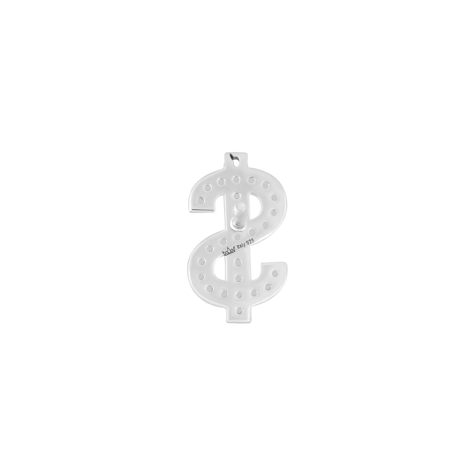 Real 925 Sterling Silver Dollar Sign Earrings for Men, Women Money Shape CZ