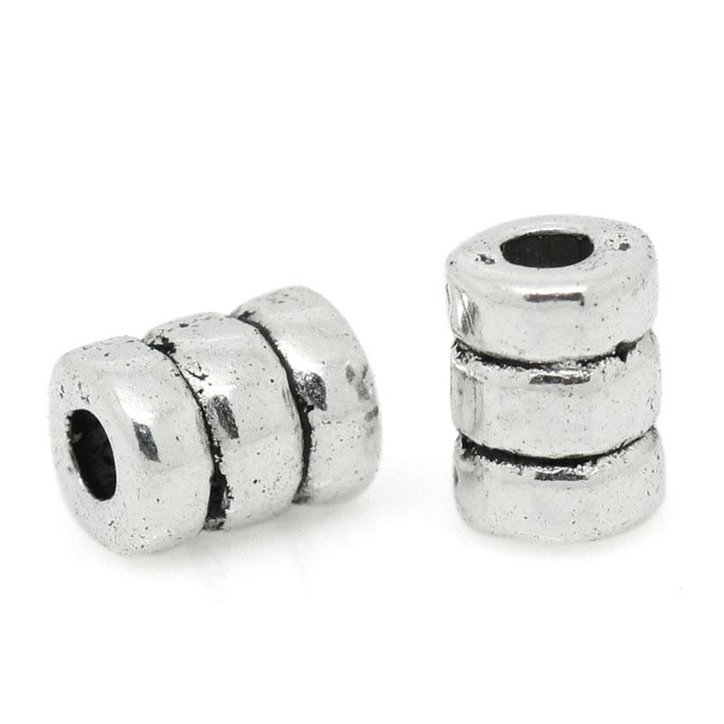 Sexy Sparkles 25 Pcs Silver Toned Cylinder Column Antique Silver Spacer Bead 6mm