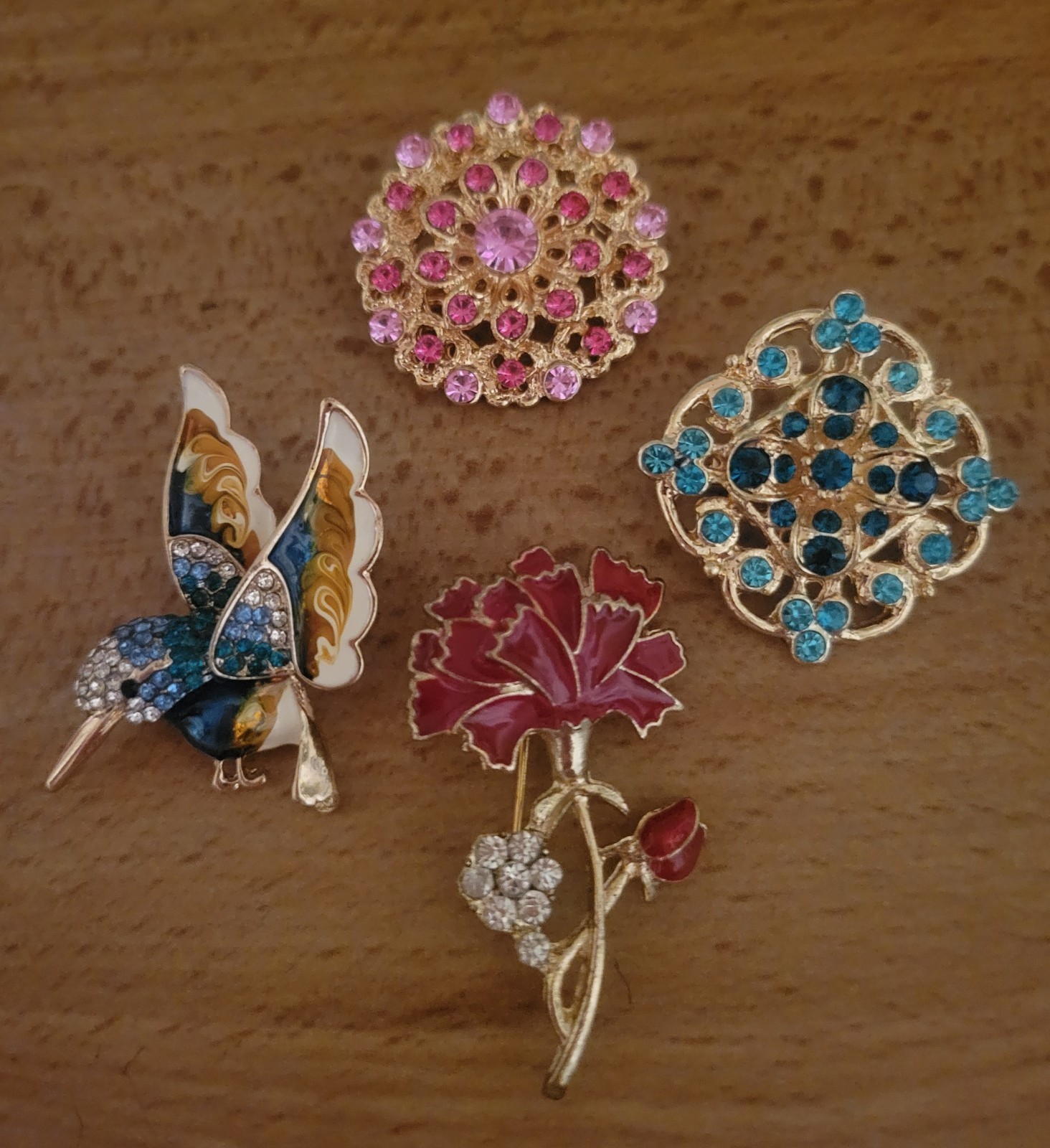 Flower Carnation Floral Hummingbird All Occasions Brooch Pin Lot CA USA P146