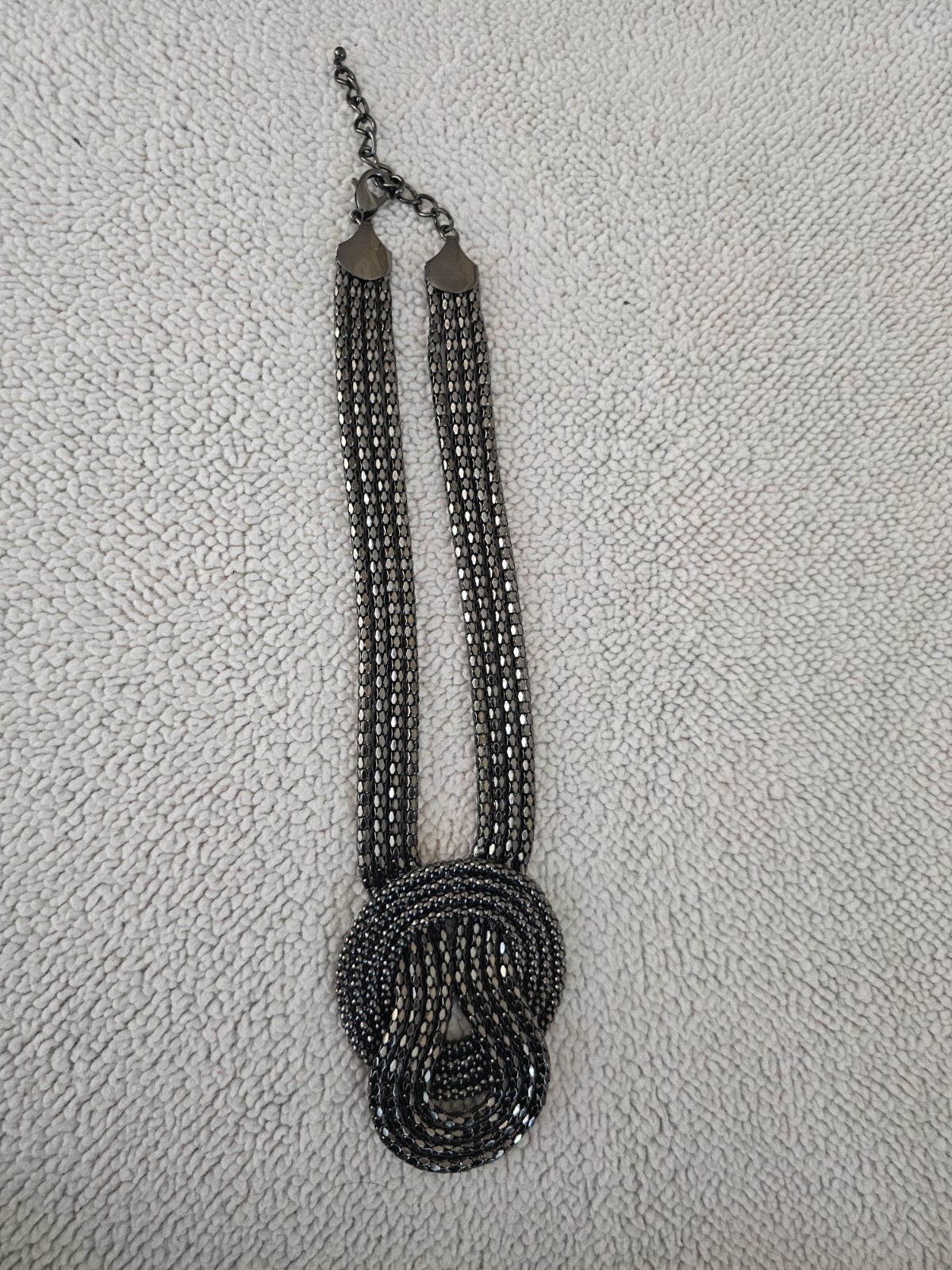 Express Beaded Necklace Fashion Statement Gunmetal Multistrand Knot Lobster Claw