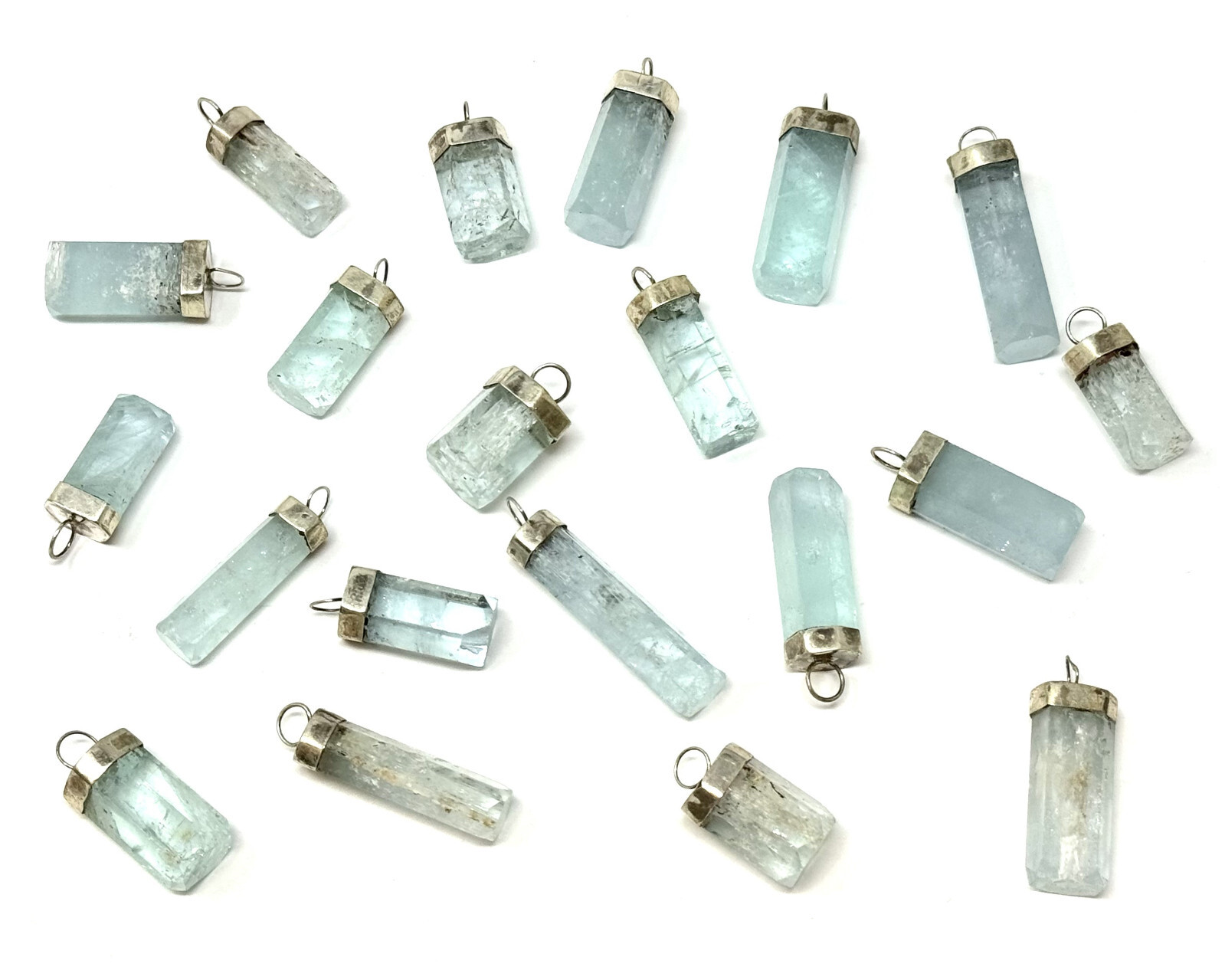 Aquamarine Pendant With Sterling Silver Cap (Natural Aquamarine Crystal Pendant)